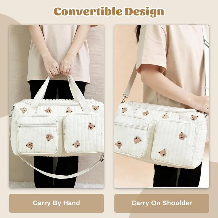 Aucuu Wickeltasche, Babytasche Mama Tasche, Kliniktasche Geburt Stickerei, Gross Mommy Bag, Henkelta