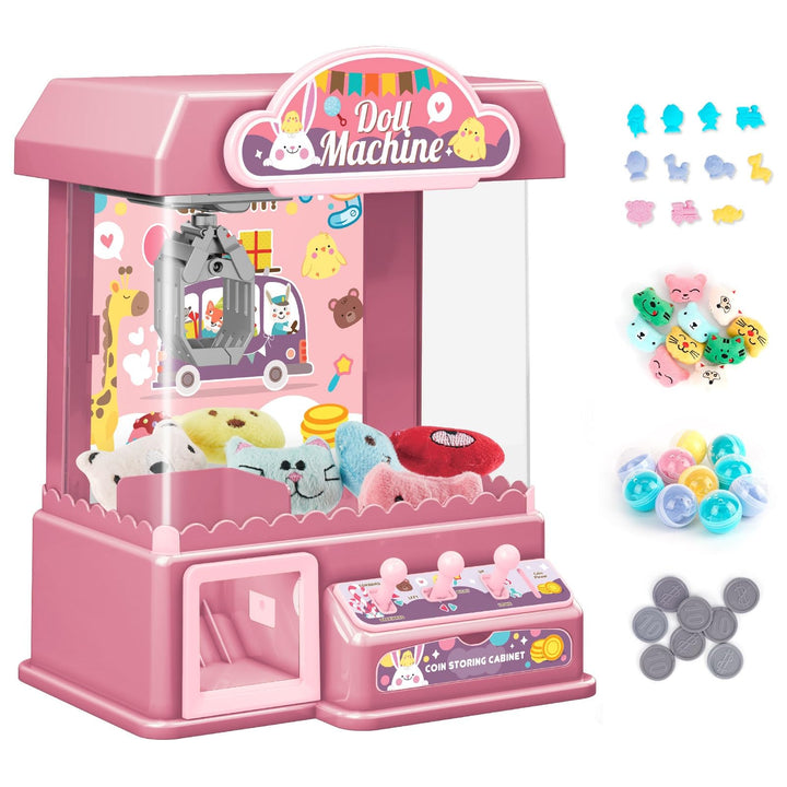 Mini Greifmaschine Candy Doll Gachapon Grabber Süssigkeiten Greifautomat mit Münzschiebe und Greifar