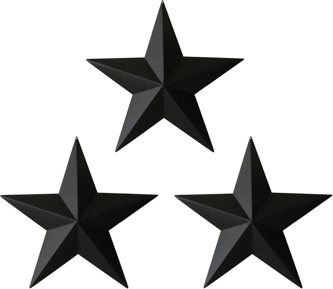 CVHOMEDECO. Country Rustic Antique Vintage Gifts Black Metal Barn Star Wand-/Türdekor, 30,5 cm, 3er