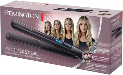 Remington Glätteisen Pro Sleek & Curl (abgerundetes Design -ideal zum Glätten & Stylen von Locken un