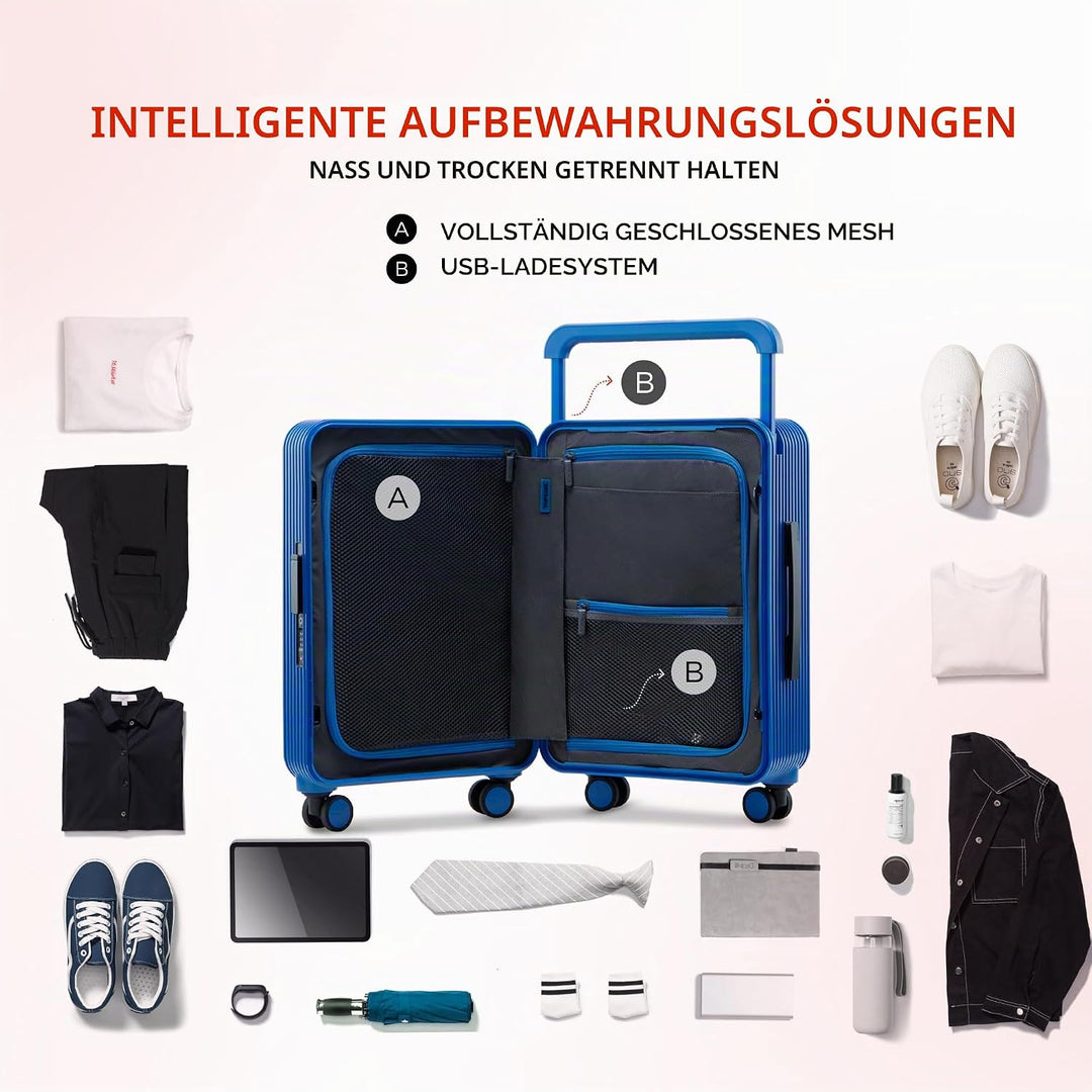 TUPLUS Koffer Trolley ABS Rollkoffer mit 4 Rollen Reisekoffer Handgepäck Hartschalenkoffer mit TSA S