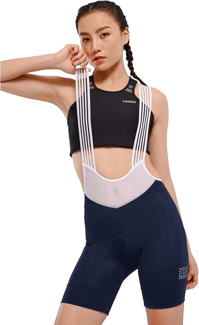 Fahrradhose Damen Lang mit Träger Fahrrad Trägerhose Gepolstert Radhose Lang mit Träger mit Taschen,