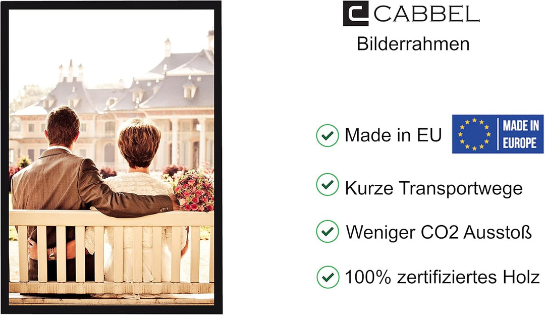 CABBEL Doppelpack (2er Set) Bilderrahmen 40x50 cm, Schwarz, stabiles MDF-Holz Rahmen, bruchsicherem