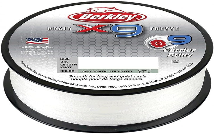 Berkley 9 x geflochtene Angelschnur 328 Yards Low-Vis Grün 9 Kilogramm, 328 Yards Low-Vis Grün 9 Kil