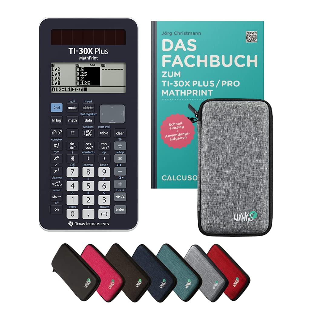 CALCUSO Standardpaket: TI-30X Plus MathPrint technisch-wissenschaftlicher Schulrechner + WYNGS Schut