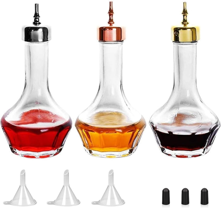 Suprobarware Bitters Bottle Set von 3 Glas-Bitter-Flaschen mit Armaturenbrett, 50 ml, ideal für Bark