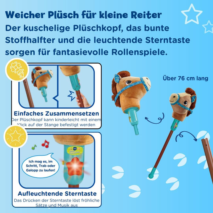 Vtech Galoppier-mit-Mir-Pferd – Interaktives Steckenpferd mit Musik & Lernmodus – Bewegungssensor, P