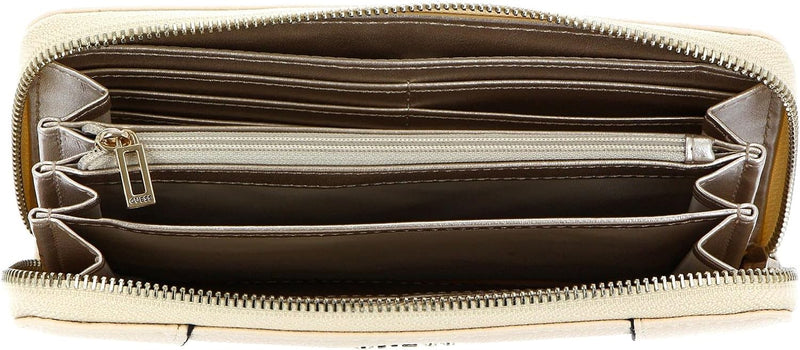 Guess Naya SLG Large Zip Around Wallet Bone/Dark Brown Bone/Darbr, Bone/Darbr