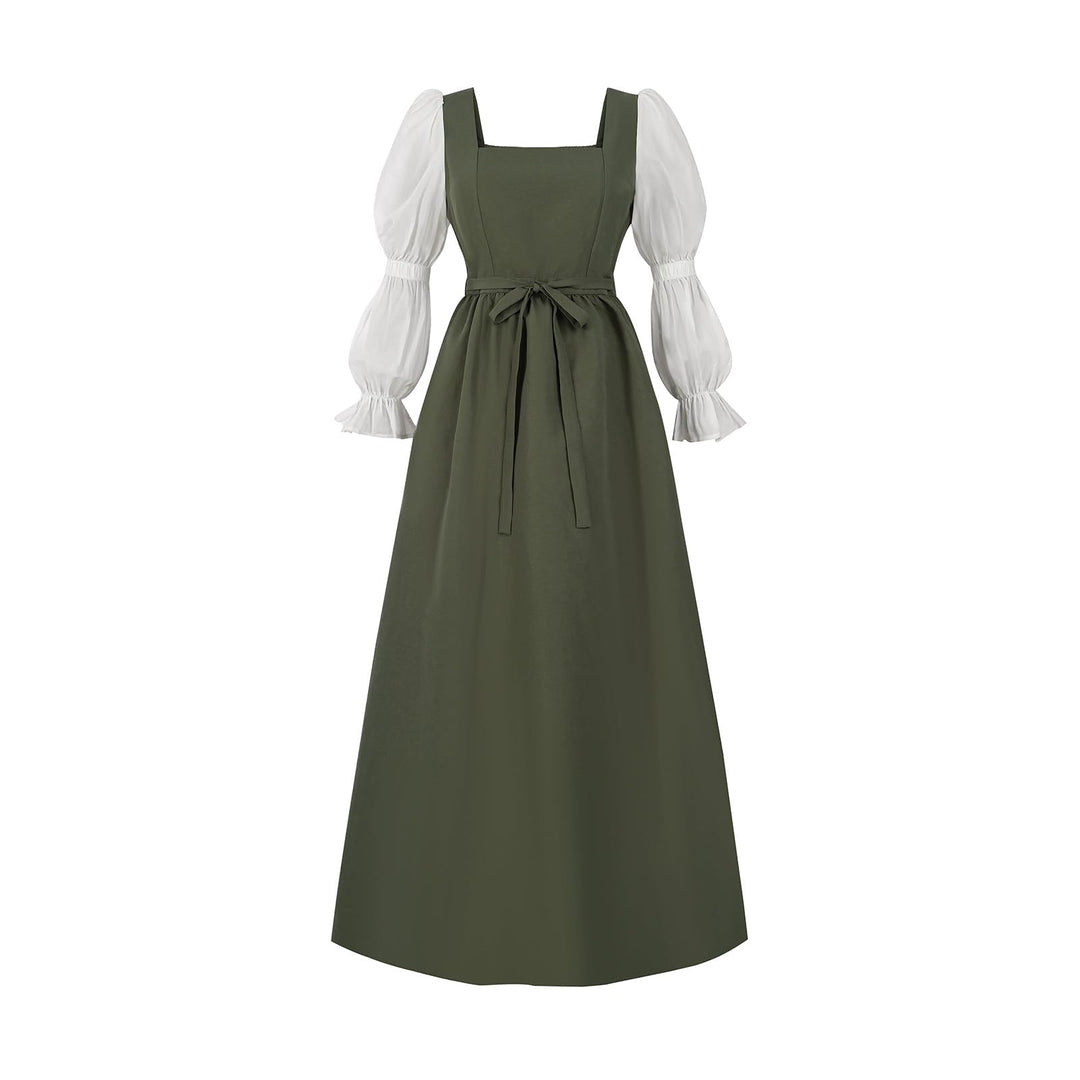 CR ROLECOS Damen Mittelalter Kleid Laternenärmel A-Linie Vintage Viktorianisches Kleid Renaissance K