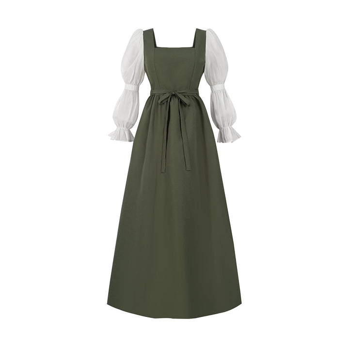 CR ROLECOS Damen Mittelalter Kleid Laternenärmel A-Linie Vintage Viktorianisches Kleid Renaissance K