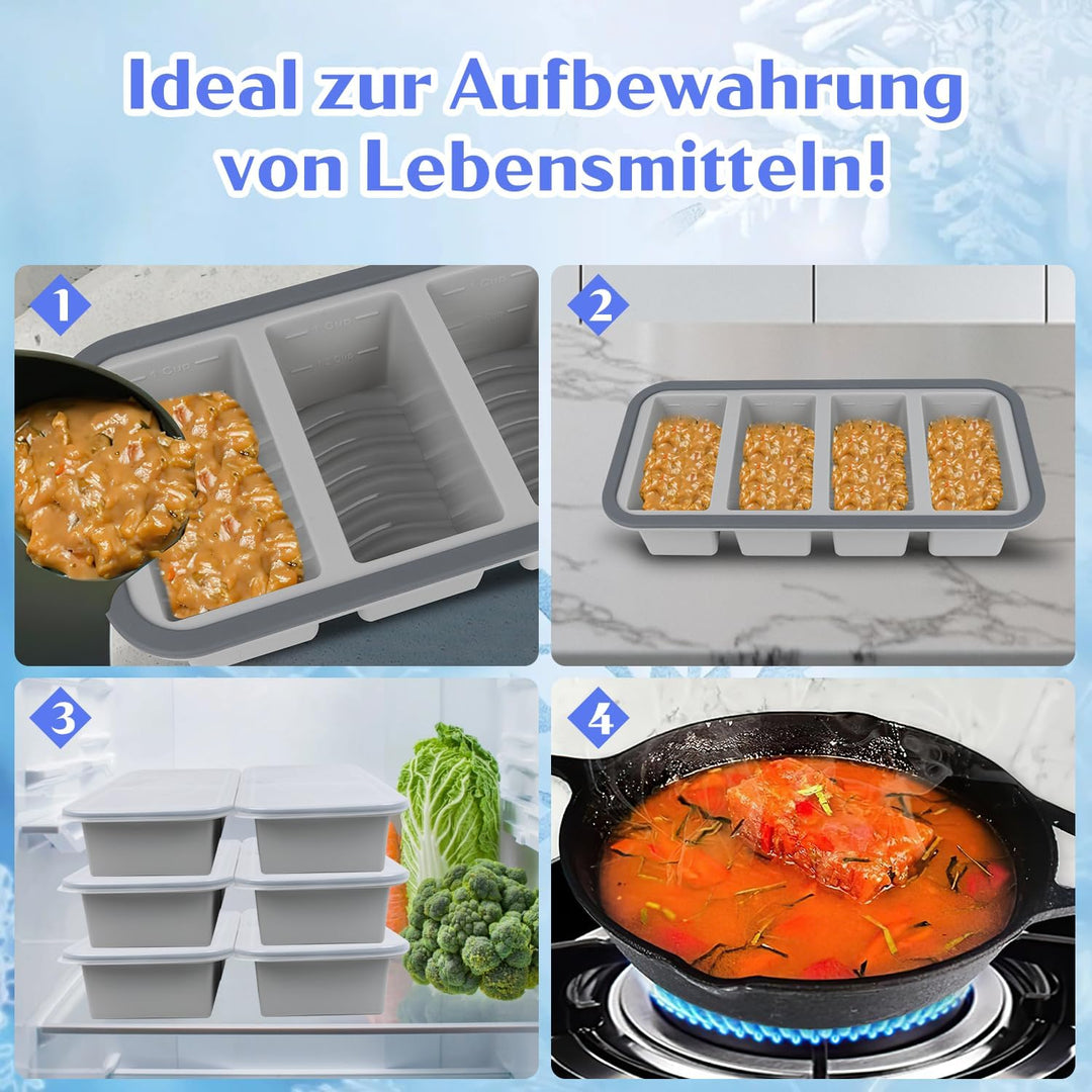 Gefrierbehälter Suppen Einfrieren Behälter Grosse Eiswürfelform 2Stk Silikon Eiswürfelform Mit Decke