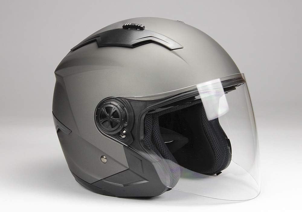 BNO Jethelm mit Langvisier Jet300 Motorradhelm Roller Helm Schutzhelm Matt Anthrazit (S-XXL) (S)
