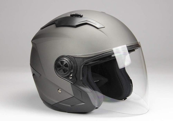 BNO Jethelm mit Langvisier Jet300 Motorradhelm Roller Helm Schutzhelm Matt Anthrazit (S-XXL) (S)