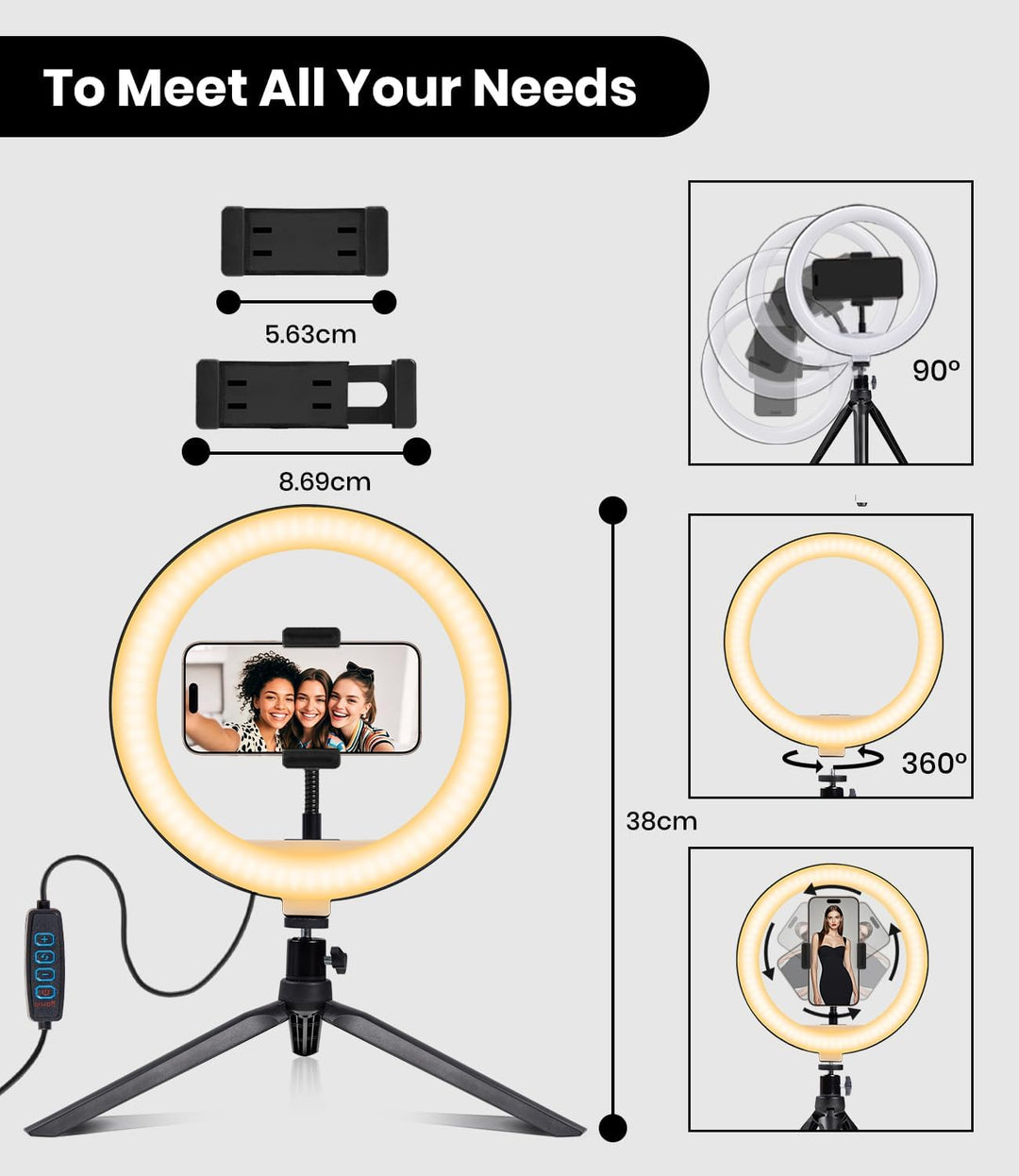 Selfie Ringlicht, 10 Zoll LED Ringlicht mit Stativ Handy, Ringlicht LED Videolicht Dauerlicht Laptop