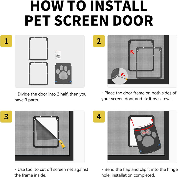 Enjoying Katzenklappe Fliegengittertür Öffnung 20 x 26 cm Hundeklappen für Klein hunde Haustiertor f