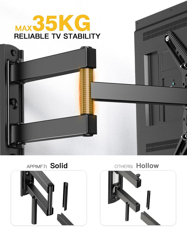 Alphamount TV Wandhalterung, Schwenkbare Neigbare TV Halterung für 26-60 Zoll LED LCD Flach & Curved