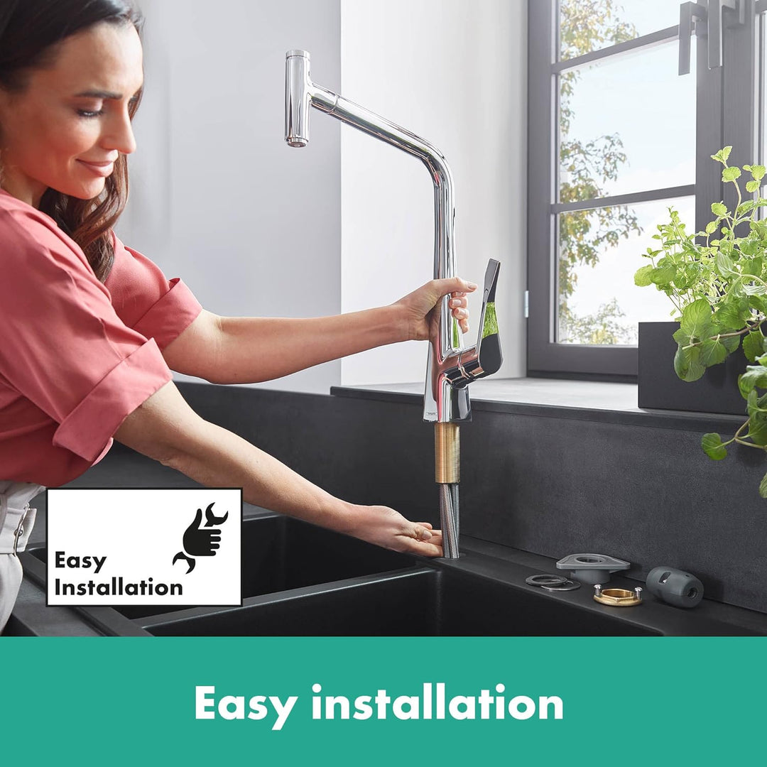 hansgrohe Küchenarmatur Metris Select M71, Wasserhahn Küche mit Auslauf Höhe 320 mm, 150° drehbar, a