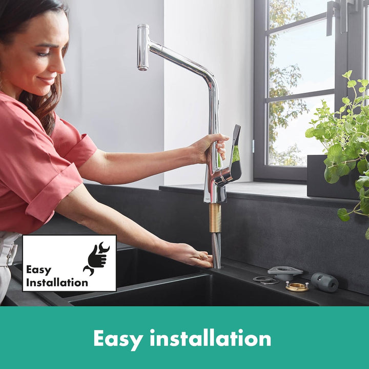hansgrohe Küchenarmatur Metris Select M71, Wasserhahn Küche mit Auslauf Höhe 320 mm, 150° drehbar, a