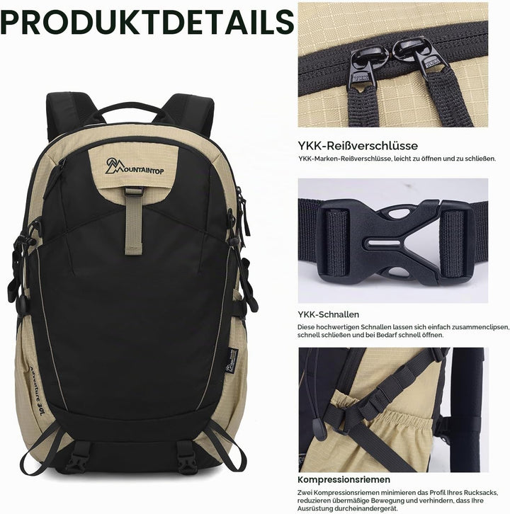 Mountaintop 30L/40L Wanderrucksack Herren Damen Daypack für Alltag und Outdoor, Tageswanderungen und