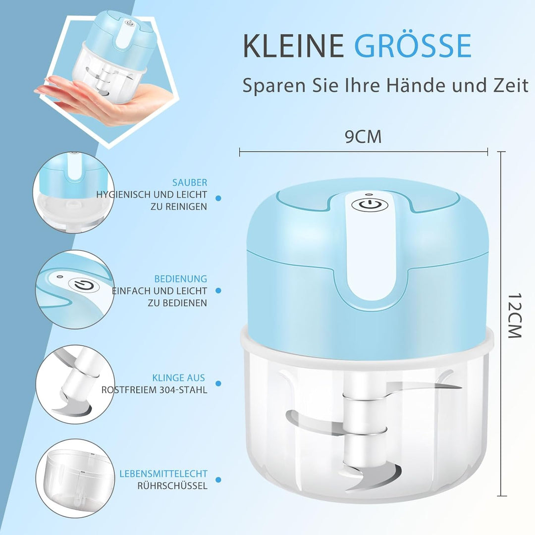 EASYSPEED Zerkleinerer Elektrisch Mini, 250ml, Gemüsezerkleinerer, USB Type-C Aufladung, Tragbar Zer