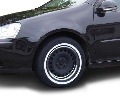 Universell passendes Felgenringset + Weisswandringe schwarz/weiss 14 Zoll - für PKW, Oldtimer, Young