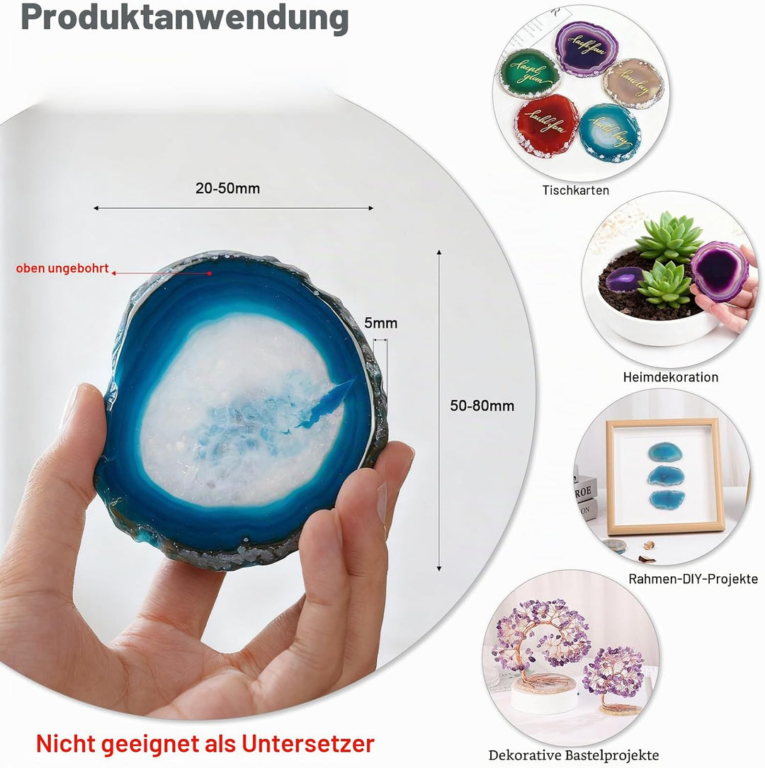 Nupuyai 10 Stück Grün Achatscheiben Edelstein Poliert Geode Achat Scheiben für Schmuckherstellung Ho