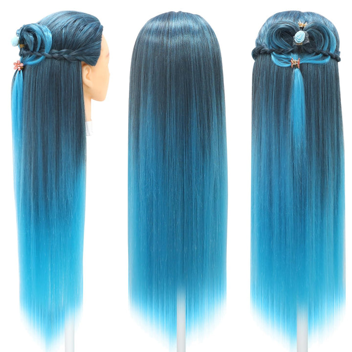 Trainingsköpfe, 28 inch Übungskopf Frisierkopf Friseur 100% Synthetikfaser-Haar Styling Kopf Frisier