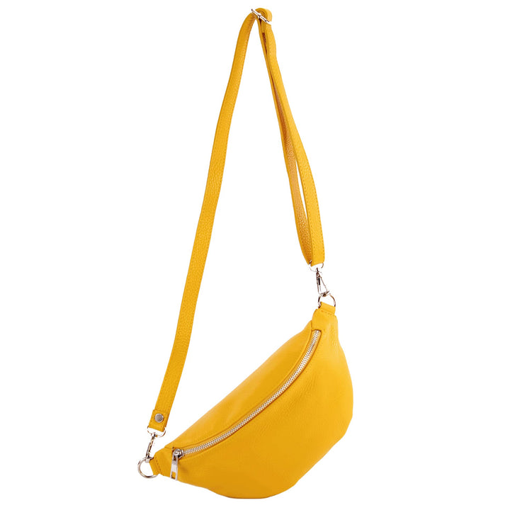 modamoda de - T211 - ital. Hüfttasche Bauchtasche Brusttasche Medium aus weichem Leder, Farbe:Sonnen