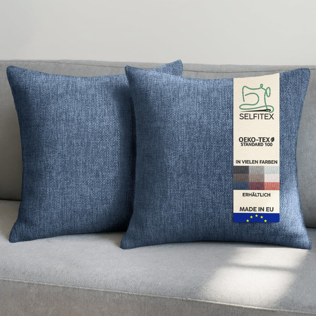 Selfitex 2er Set Couchkissen 50x50 cm, Sofakissen mit Füllung und Bezug, kuschelweiches Lesekissen,