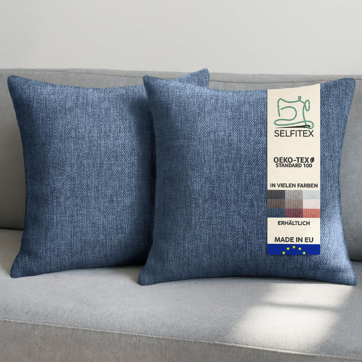 Selfitex 2er Set Couchkissen 50x50 cm, Sofakissen mit Füllung und Bezug, kuschelweiches Lesekissen,