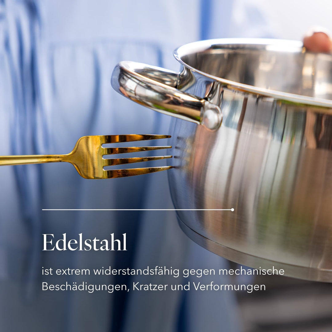 FLORINA Kochtopf Set OLIVER | 4-teilig | Edelstahl 18/0 | Glasdeckel gehärtet | Für Induktion, Gas,