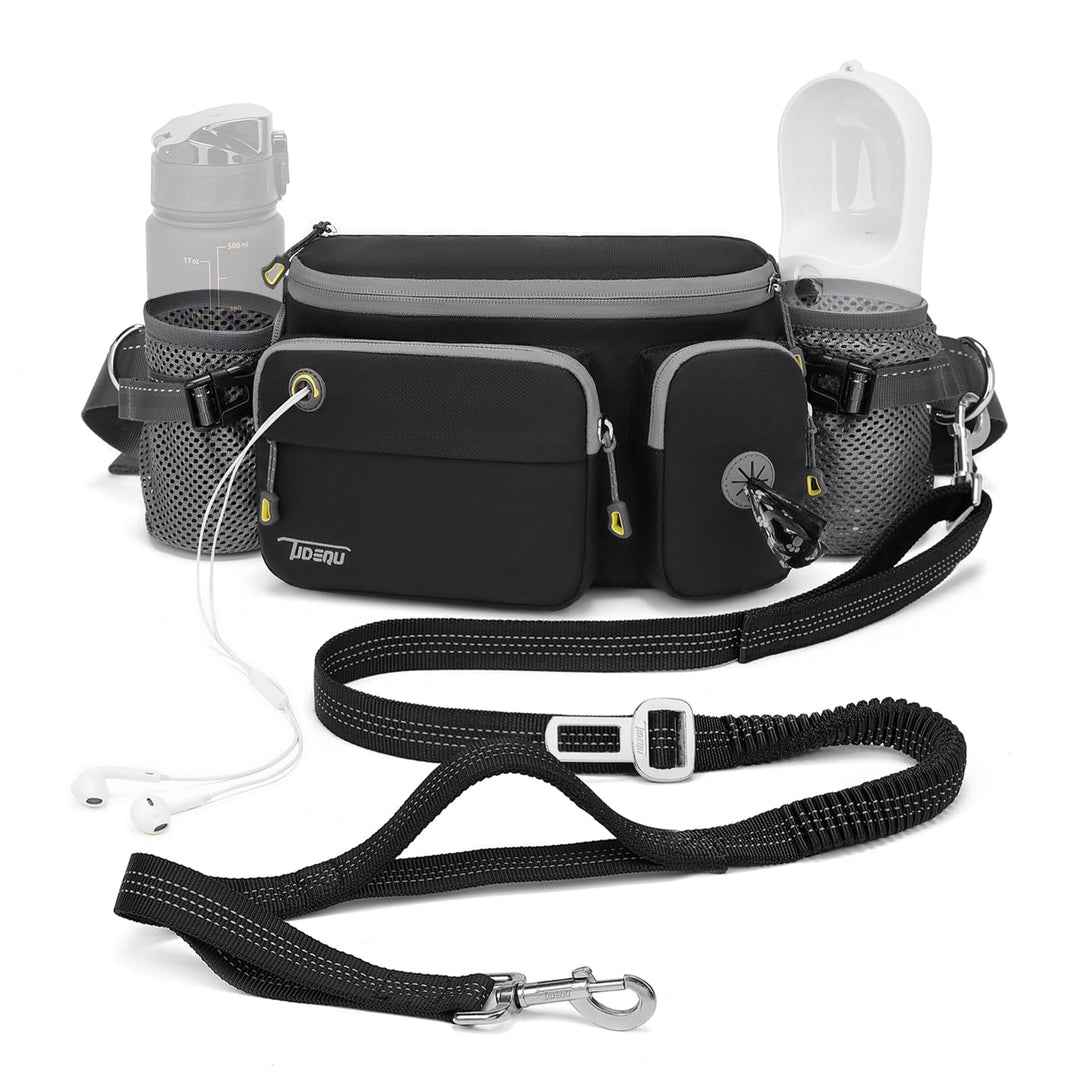 4-IN-1 Freihandleine Hund mit Bauchtasche Gross,Joggingleine Hunde mit Bauchgurt Hundeleine,Gassi Ta