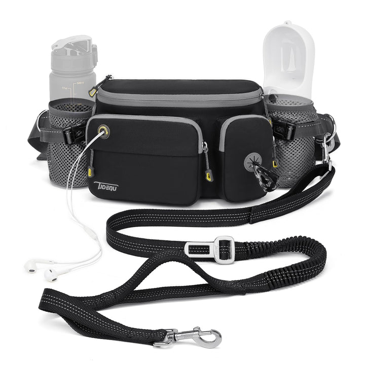 4-IN-1 Freihandleine Hund mit Bauchtasche Gross,Joggingleine Hunde mit Bauchgurt Hundeleine,Gassi Ta