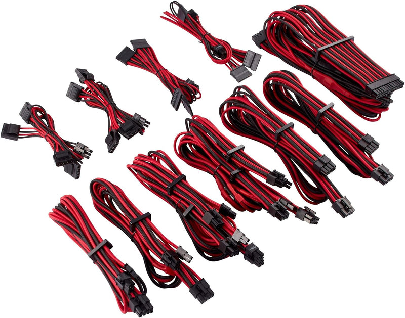 Corsair Premium Sleeved Netzteil Pro-Kabel-Set Typ4 (Generation 4-Serie) Rot/Schwarz Pro-Set Rot/Sch