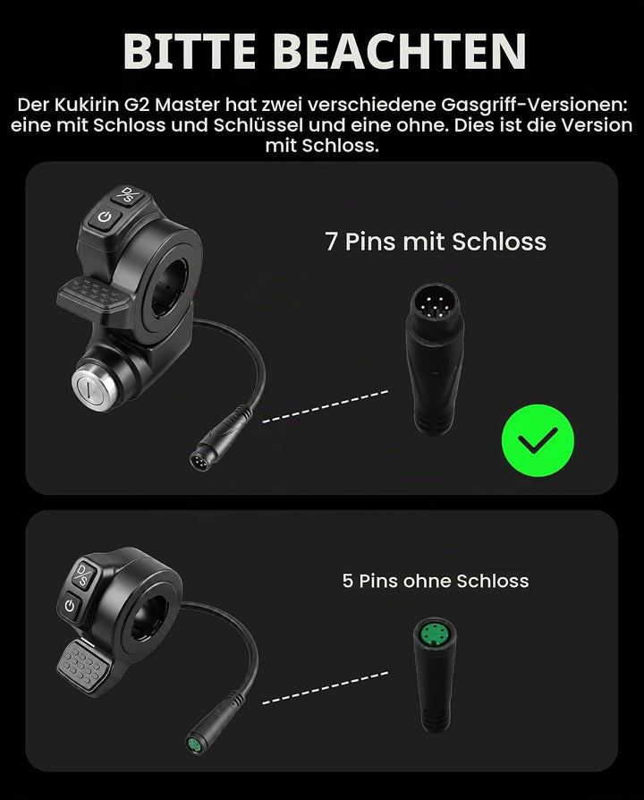 Gashebel, 7-polig, elektrisches Schloss, kompatibel mit Kukirin G2 Master