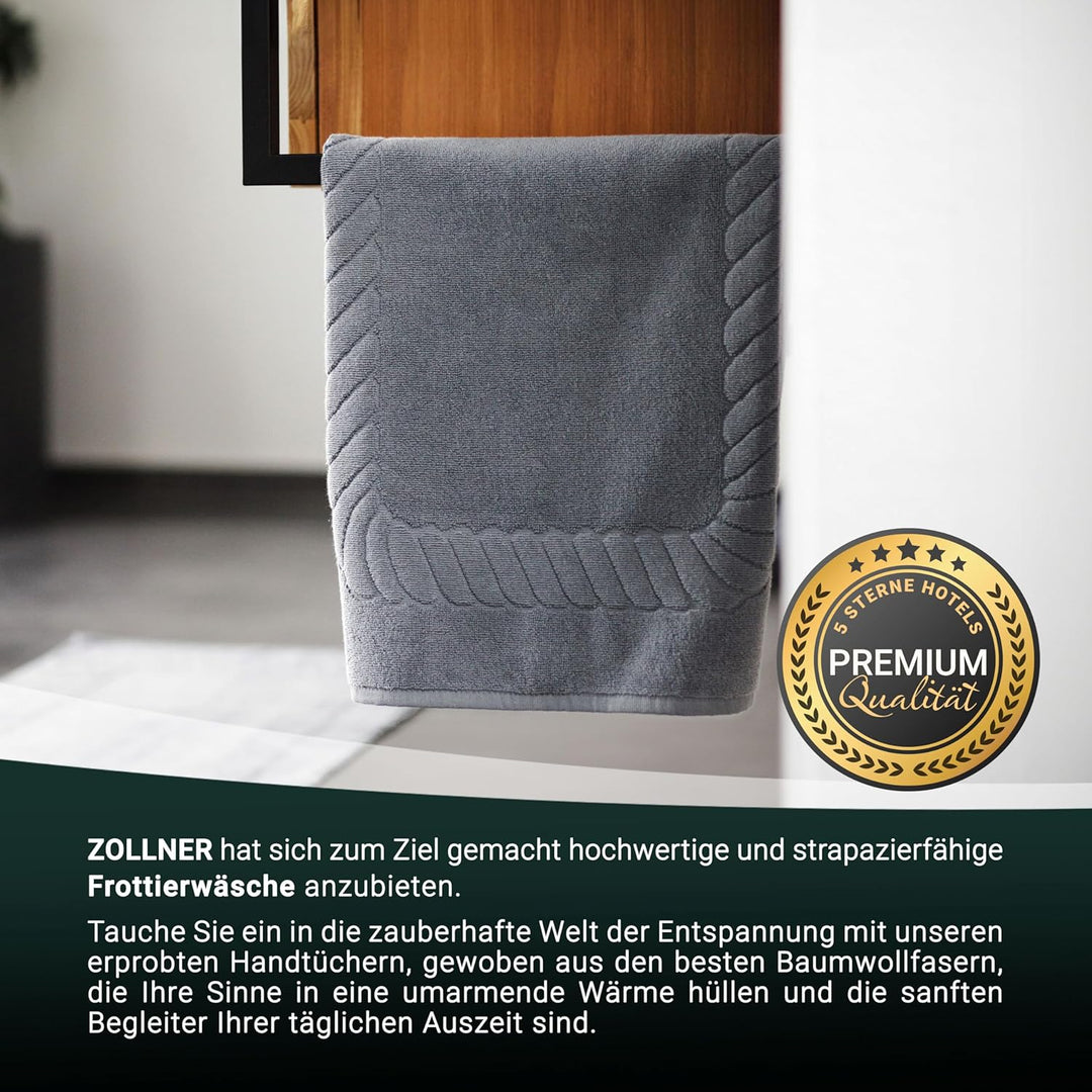 ZOLLNER 2er Set Badematten - weiche und saugstarke Duschvorleger - waschbar bis 95°C - Baumwolle - 5