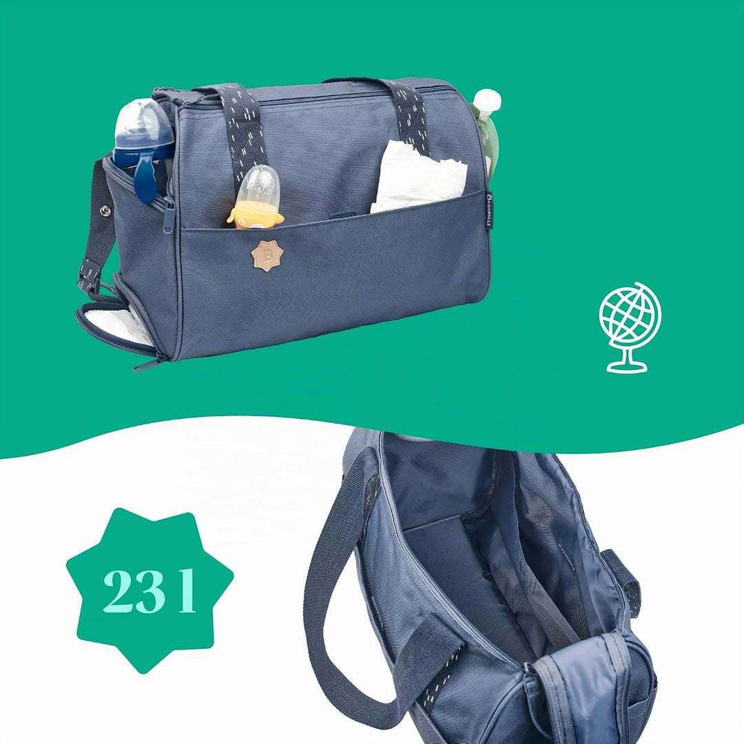 Badabulle Wickeltasche Pocketstyle - Kinderwagentasche inklusive Wickelzubehör Blau, Blau