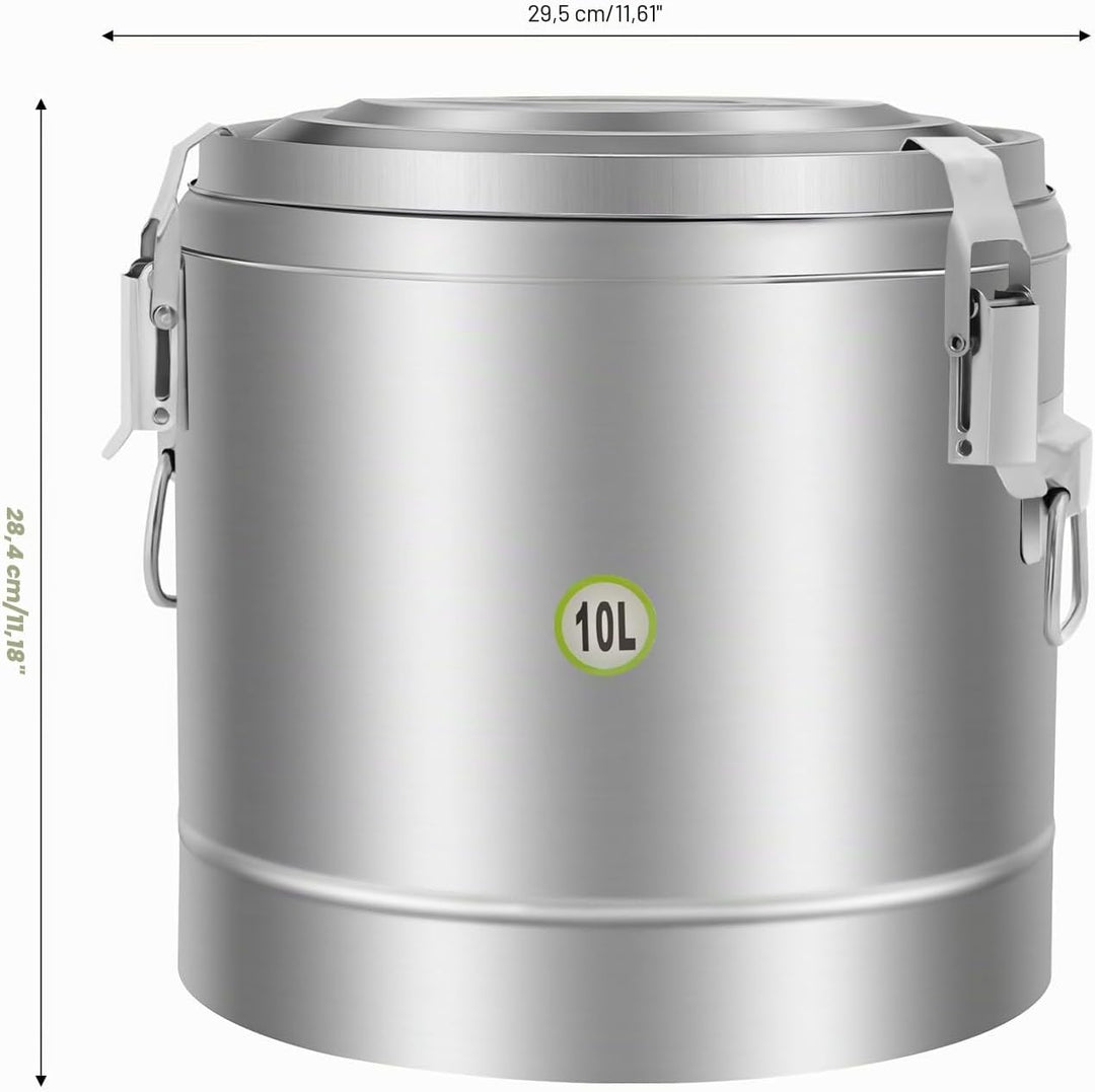 Transport Thermobehälter für Essen, 10/20/30L Gastro Warmhaltebehälter Isolierter Edelstahl Thermobo