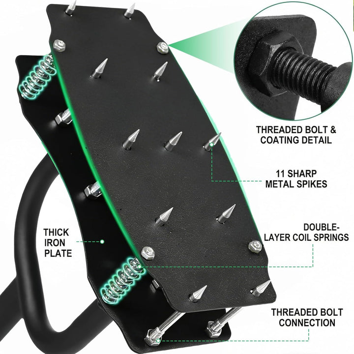 Aerifizierer für Rasen-Rasenlüfter mit 2 Reihen und 11 Stahlspikes, Manueller Aerifizierer mit Lange