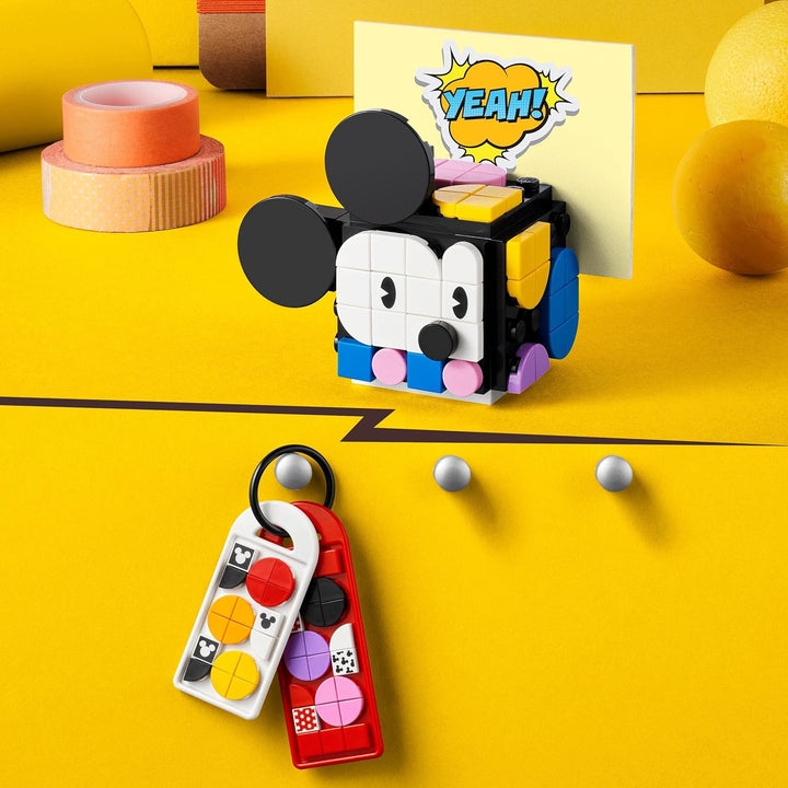 LEGO 41964 DOTS Micky & Minnie Kreativbox zum Schulanfang, 6-in-1 Bastelset mit Taschenanhängern, Au