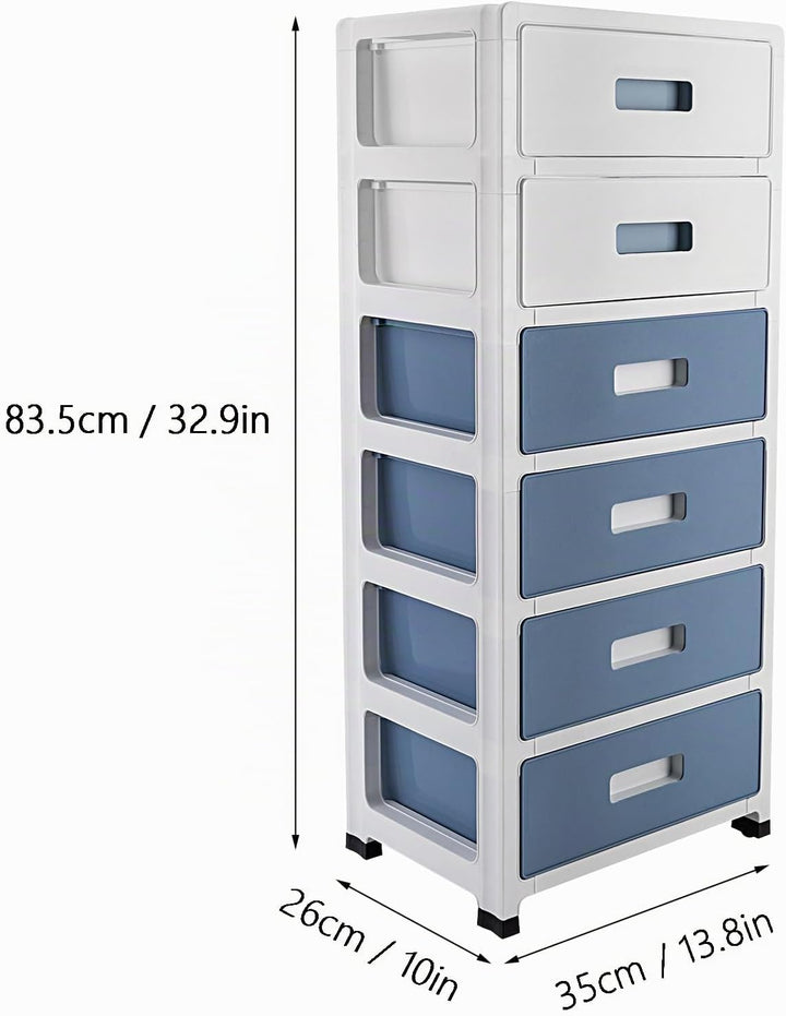 Schubladenschrank Kunststoff, Aufbewahrungsturm Mit 6 Schubladen, Schubladencontainer Rollcontainer