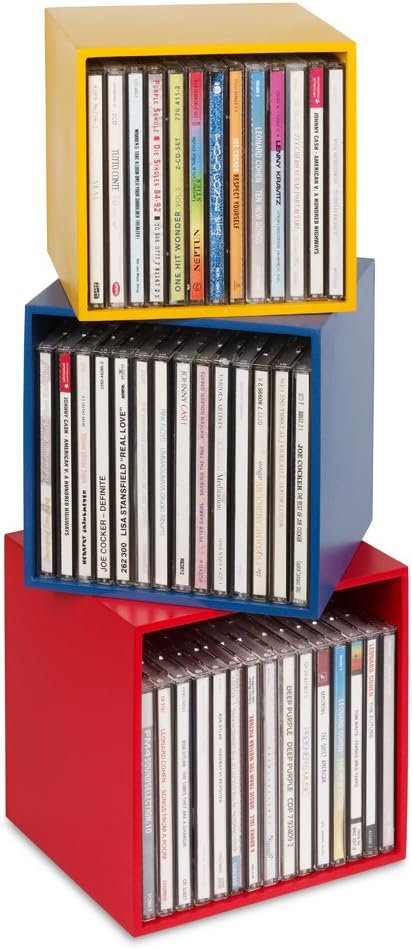 cubix CD-Boxen color, CD-Aufbewahrungs Boxen aus Holz. Set mit 3 CD-Boxen. Zur Aufbewahrung von bis