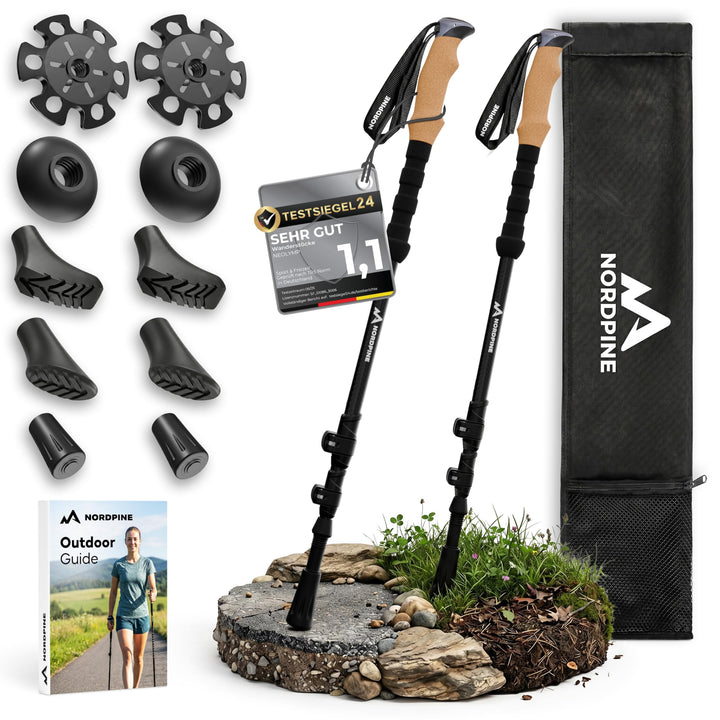 Wanderstöcke Teleskop Carbon oder Aluminium 65-135cm - Höhenverstellbare Walking Stöcke Damen & Herr