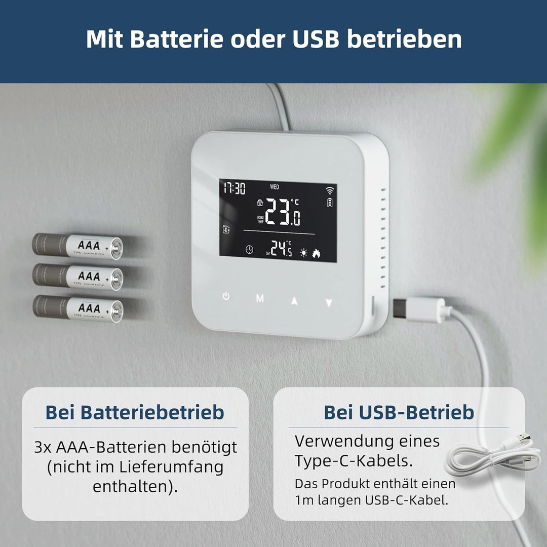 Beok Thermostat Heizung Digital, Programmierbarer Raumthermostat für Steuerung des Gaskessel und Was