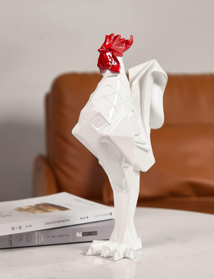 NENBOLEC Hahn Statue Skulpturen Modern Arts Dekor Tier Geschenk Figuren Polyresin Weiss 31cm