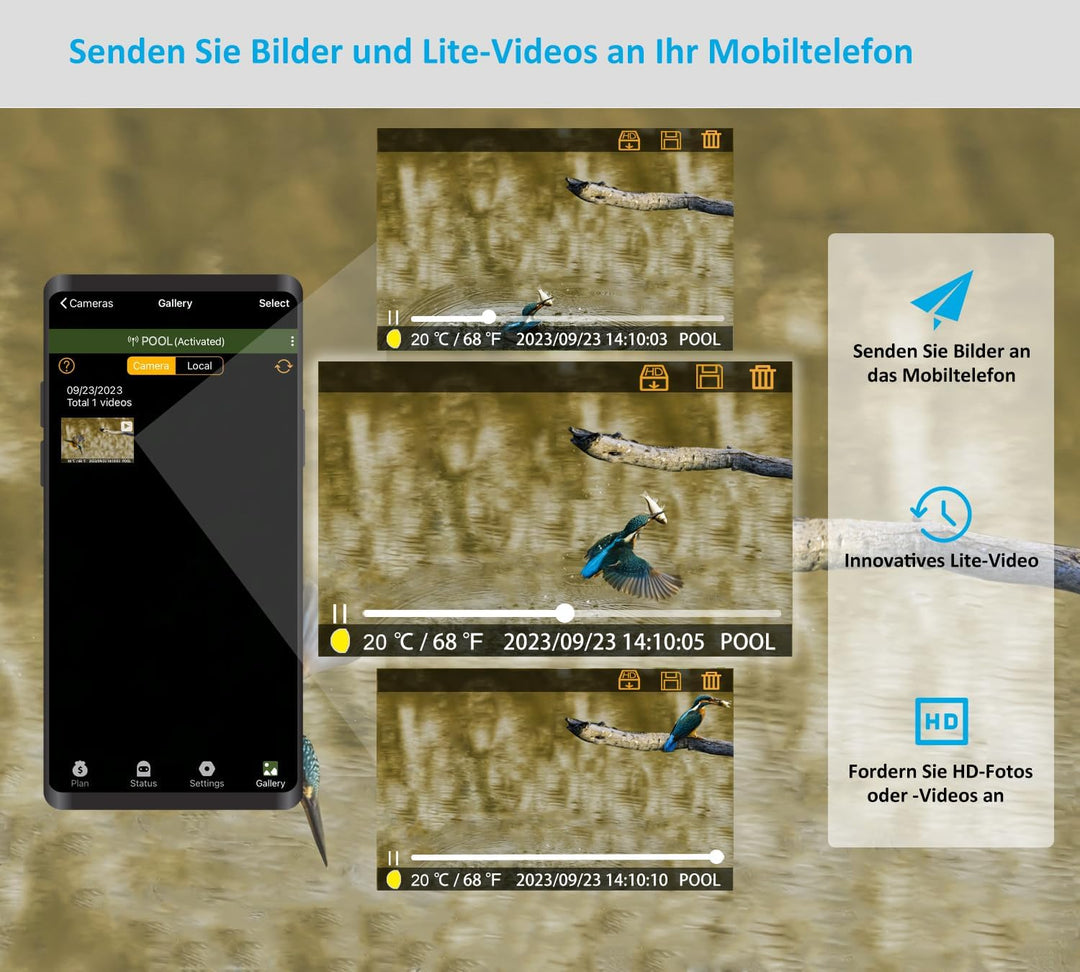 Meidase S960 4G LTE Wildkamera mit Wiederaufladbarem 8000-mAh-Lithium-Akku, Wildtierkamera Handyüber