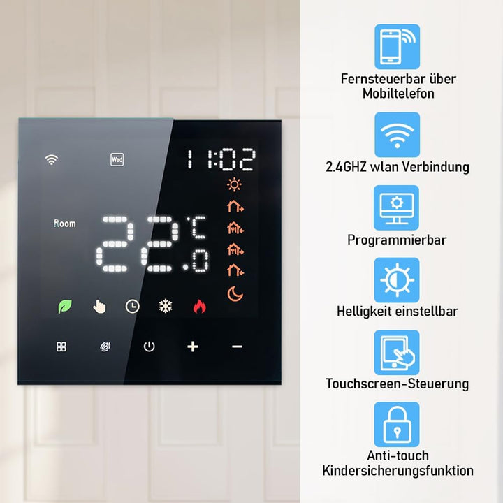 Decdeal WiFi Smart Thermostat Raumthermostat,Wasser Thermostat Fussbodenheizung,Fernsteuerung Progra