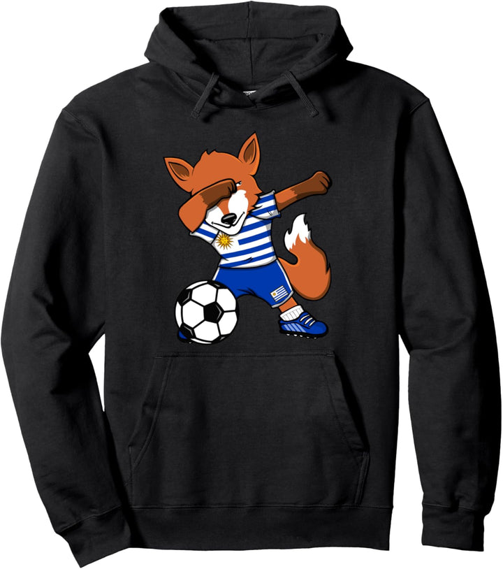 Dabbing Fuchs Fox Uruguay Fussball Uruguayische Flagge Sport Pullover Hoodie