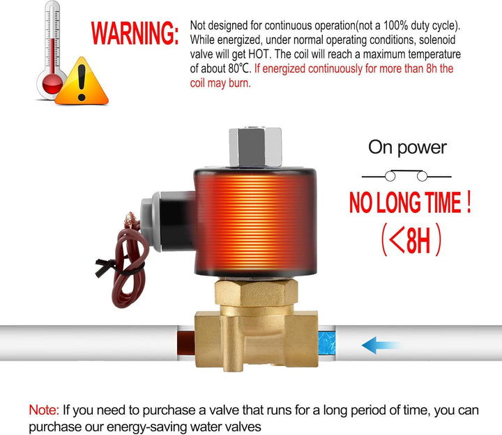 Heschen Elektrisches Magnetventil aus Messing, 2W-040-10K, PT3/8'', DC24V, Direktbetätigung für Wass