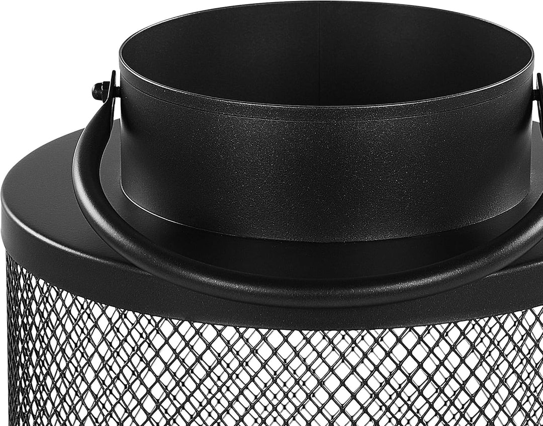 Moderne Laterne schwarz aus Metall 24 cm Metallgitter und Henkel rund Yamdena
